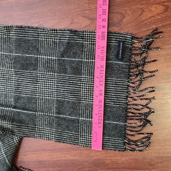 Lands End Scarf Mens Plaid Houndstooth Gray - Picture 6 of 8